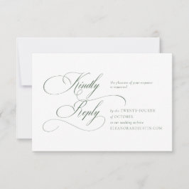 Dark Green Monogram Wedding RSVP Card Karte