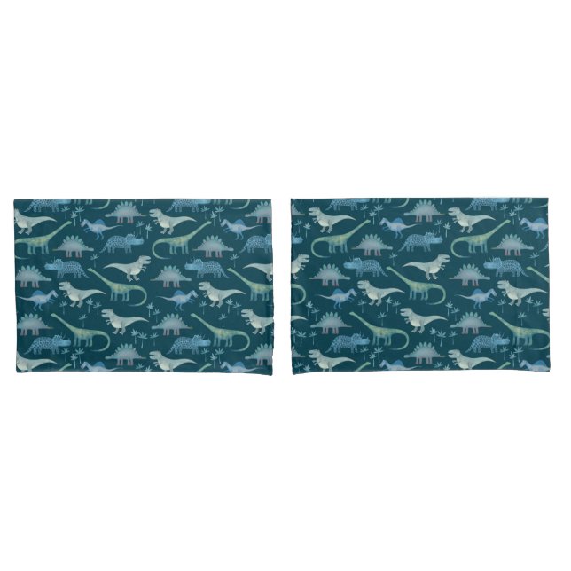 Dark Green Niedlich Dinosaur-Muster Kissenbezug (Vorderseite-Set)