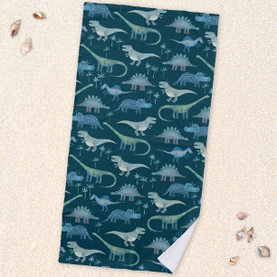 Dark Green Niedlich Dinosaur-Muster Strandtuch