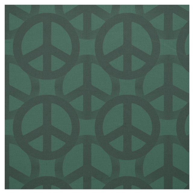 Dark Green Peace Sign Stoff (Muster)