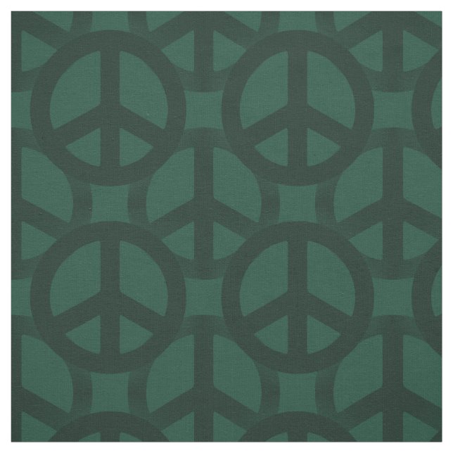 Dark Green Peace Sign Stoff (Muster)