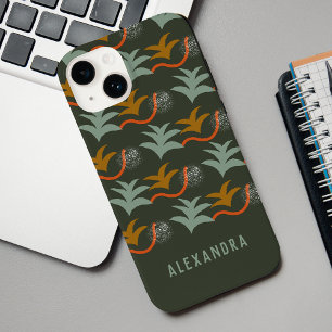 Dark Green Personalisiert Name Abstrakt Art Patter Case-Mate iPhone 14 Hülle