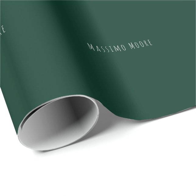 Dark Green Plain Elegant Casual Own Name Geschenkpapier (Rolleneckpunkt)