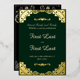Dark Green Royalty Foil Einladung zur Hochzeit