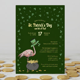 Dark Green Shamrock Flamingo St Patrick's Day Folieneinladung