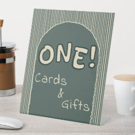 Dark Green Stripes 1st Birthday Cards & Gifts Sockelschild