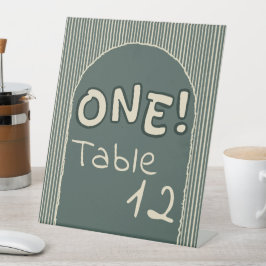 Dark Green Stripes 1st Birthday Table Numbers Sockelschild