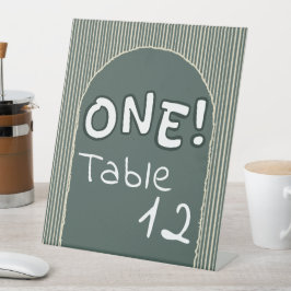 Dark Green Stripes 1st Birthday Table Numbers Sockelschild