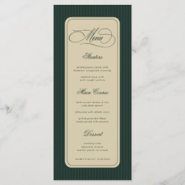 Dark Green Stripes Vintage Old Money Retro Wedding Menükarte
