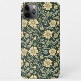 Dark green stylized yellow flowers  pattern  iPhone 11Pro max hülle