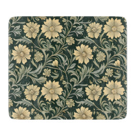 Dark green stylized yellow flowers  pattern  schneidebrett