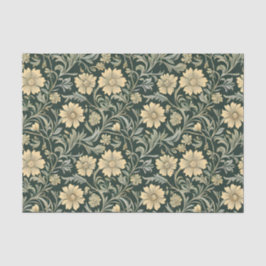 Dark green stylized yellow flowers  pattern  seidenpapier