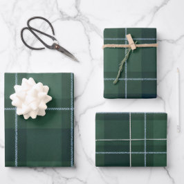 Dark Green Tartan Polo Plaid Vintage Christmas Geschenkpapier Set