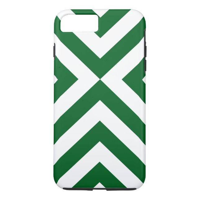 Dark Green und White Chevrons iPhone 8/7 Plus Fall Case-Mate iPhone Hülle (Rückseite)