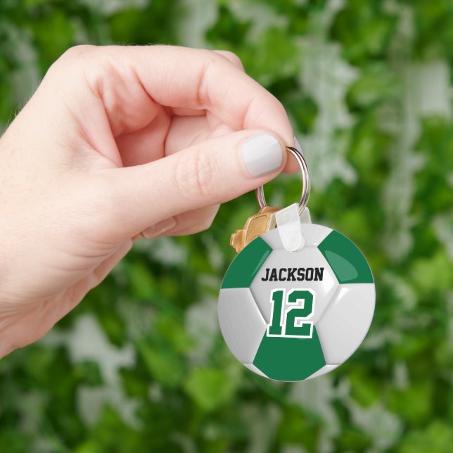 Dark Green und White Team Soccer ⚽ Ball Schlüsselanhänger (Hand)