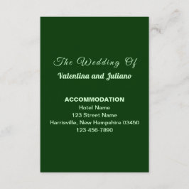 Dark Green Wedding Accommodation Portrait Begleitkarte