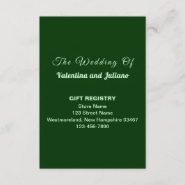 Dark Green Wedding Gift Registry Portrait Begleitkarte