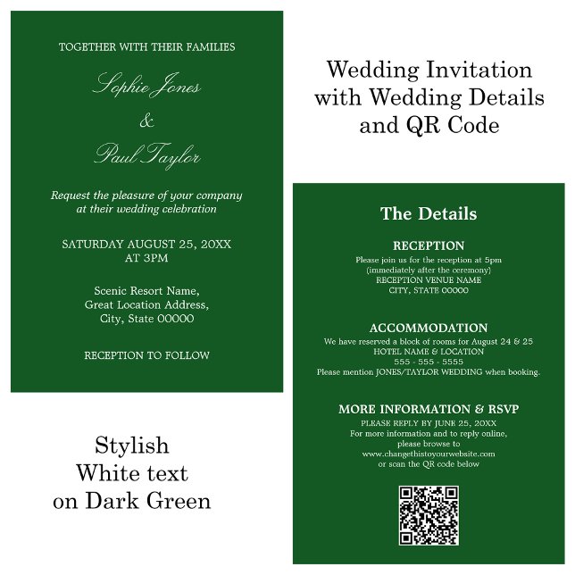 Dark Green Wedding QR Code UAWG Einladung (Von Creator hochgeladen)