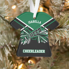 Dark Green, White und Black Cheerleader Ornament