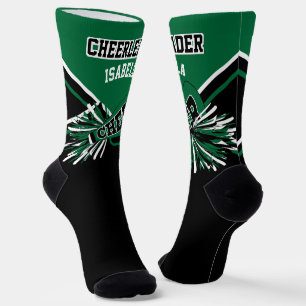 Dark Green, White und Black Cheerleader Socken