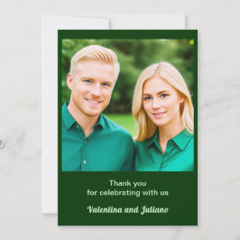 Dark Green With Photo Wedding Thank You Card Dankeskarte