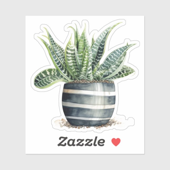 Dark Green Zebra Haworthia Pflanze Vinyl Stickers Aufkleber (Blatt)