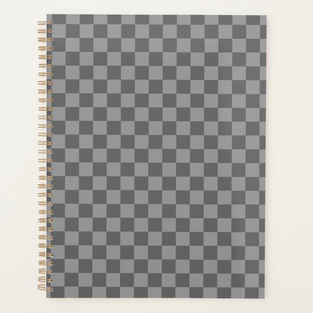 Dark Grey Gray Checkered Checkerboard Planer (Vorderseite)