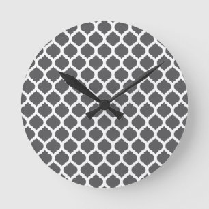 Dark Grey Moroccan Pattern Wall Clocks Runde Wanduhr