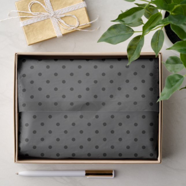 Dark Grey With Black Polka Dots Seidenpapier (Geschenk)