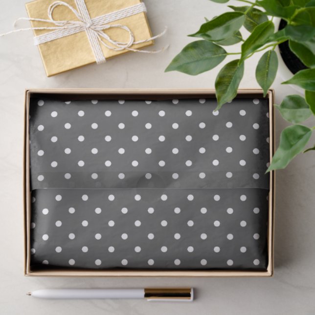 Dark Grey With White Polka Dots Seidenpapier (Geschenk)