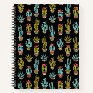 Dark Grunge Cactus Pattern Notizbuch