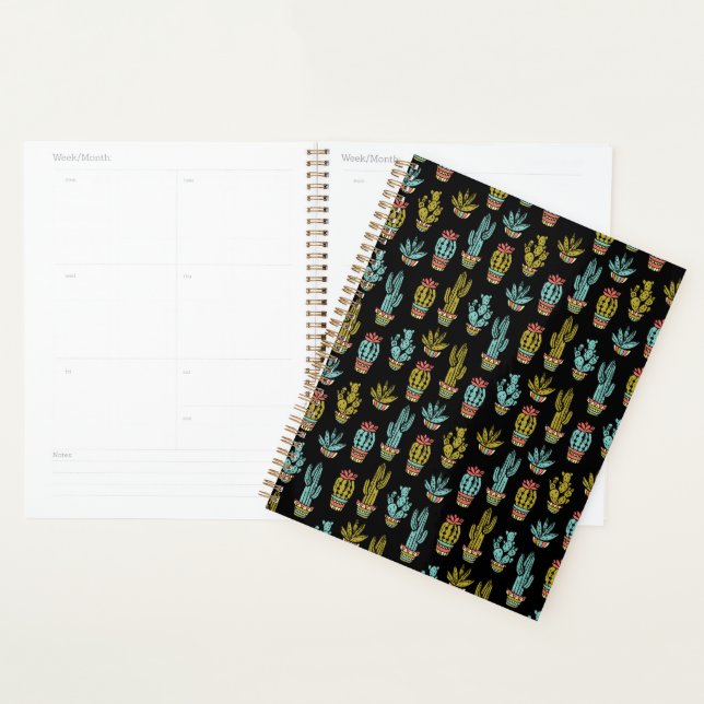 Dark Grunge Cactus Pattern Planer (Anzeige)