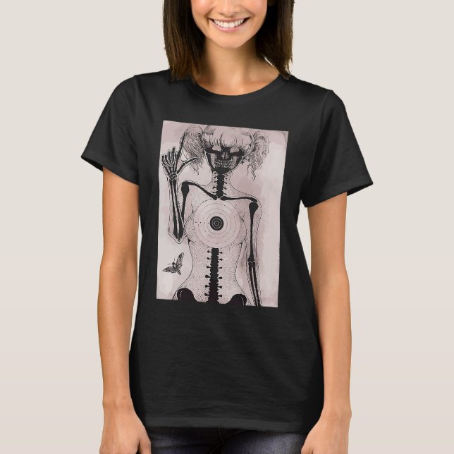 Dark grunge  Emo teen girl with moth Gothic T-Shirt (Vorderseite)