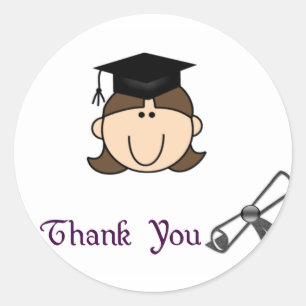 Dark Hair Girl Abschluss Danke Stickers