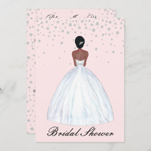 Dark Hair Skin Bride Illustration Brautparty Einladung