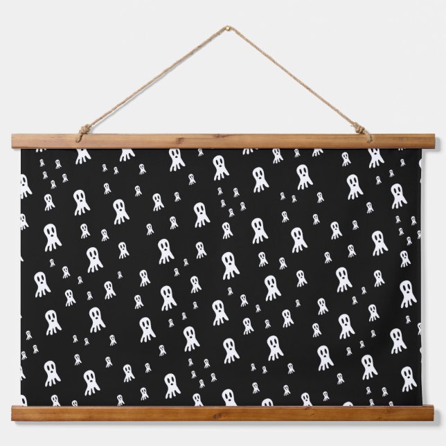 Dark Halloween Ghosts Wandteppich Mit Holzrahmen (Vorne)