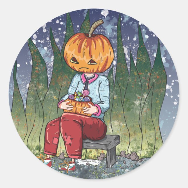 Dark Halloween Pumpkin Boy Runder Aufkleber (Vorderseite)