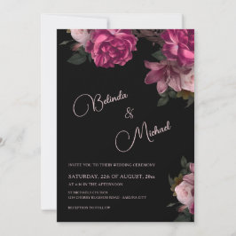 Dark Hand Drawn Roses Photo Wedding Einladung