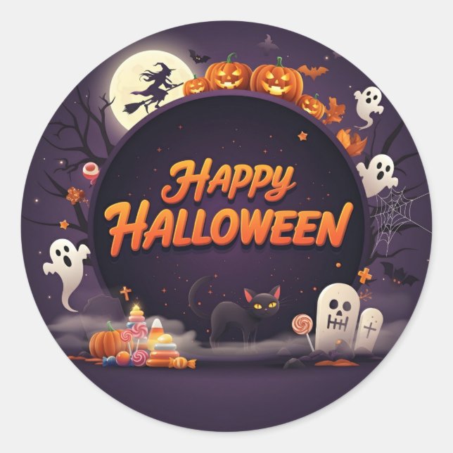 Dark Happy Halloween Runder Aufkleber (Vorderseite)