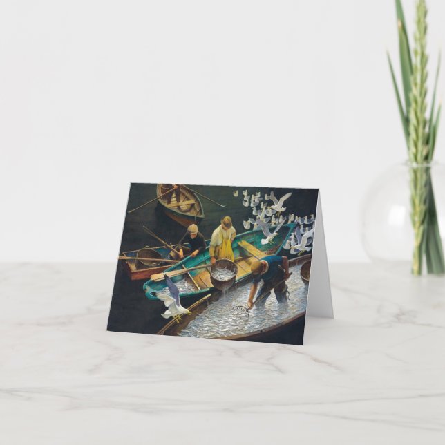 Dark Harbour Fishermen von Newell Convers Wyeth Dankeskarte (Vorderseite)