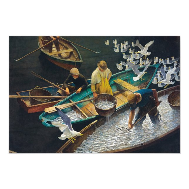 Dark Harbour Fishermen von Newell Convers Wyeth Fotodruck (Vorne)