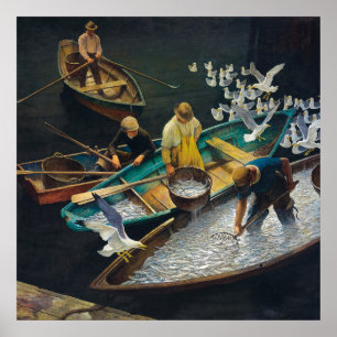 Dark Harbour Fishermen von Newell Convers Wyeth Poster
