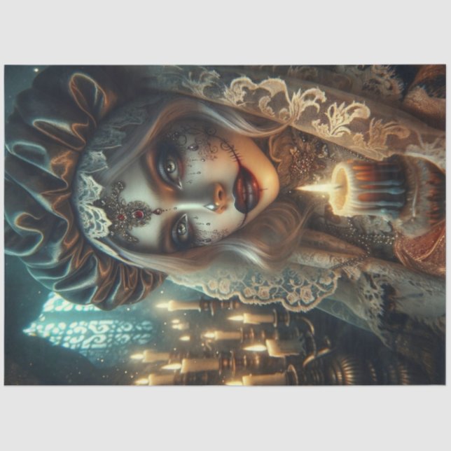 Dark Harlequin Woman Decoupage Paper Seidenpapier (Vorderseite)