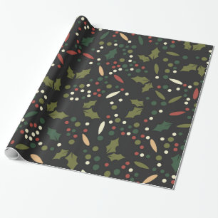 Dark Holiday Dots Holly Verlasse Weihnachten Geschenkpapier
