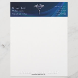 Dark Holographic 3D Medical Caduceus Chrome Briefbogen