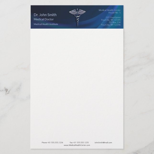 Dark Holographic 3D Medical Chrome Caduceus Briefpapier (Vorderseite)