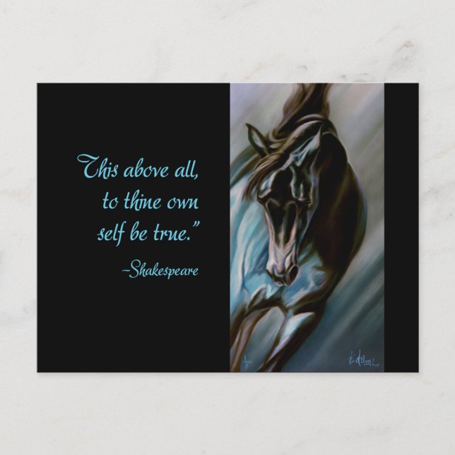 Dark Horse in Aqua - Ausdrucksweise Motion Stallio Postkarte (Vorderseite)