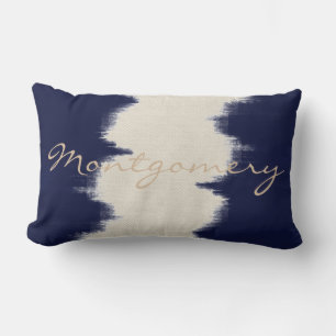 Dark Indigo Brush Strokes & Heather Creme Lendenkissen
