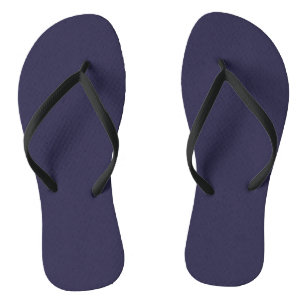 Dark Indigo Ink Blue Solid Color Print Flops Flip Flops