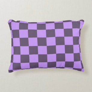 Dark Indigo und Blass Violet Checkerboard Dekokissen